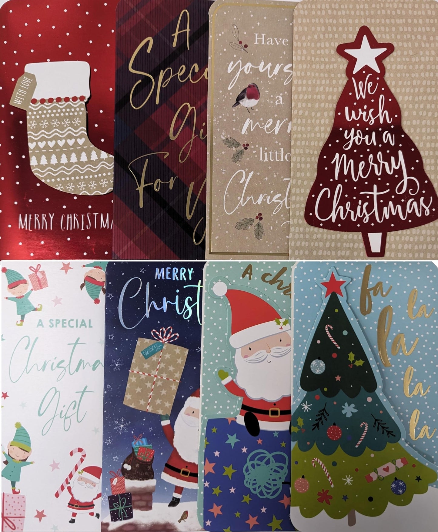 8 Festive Christmas Money Wallets with White Envelopes – Holds Cash, Gift Cards & Vouchers – 16 x 9 cm – Assorted Designs