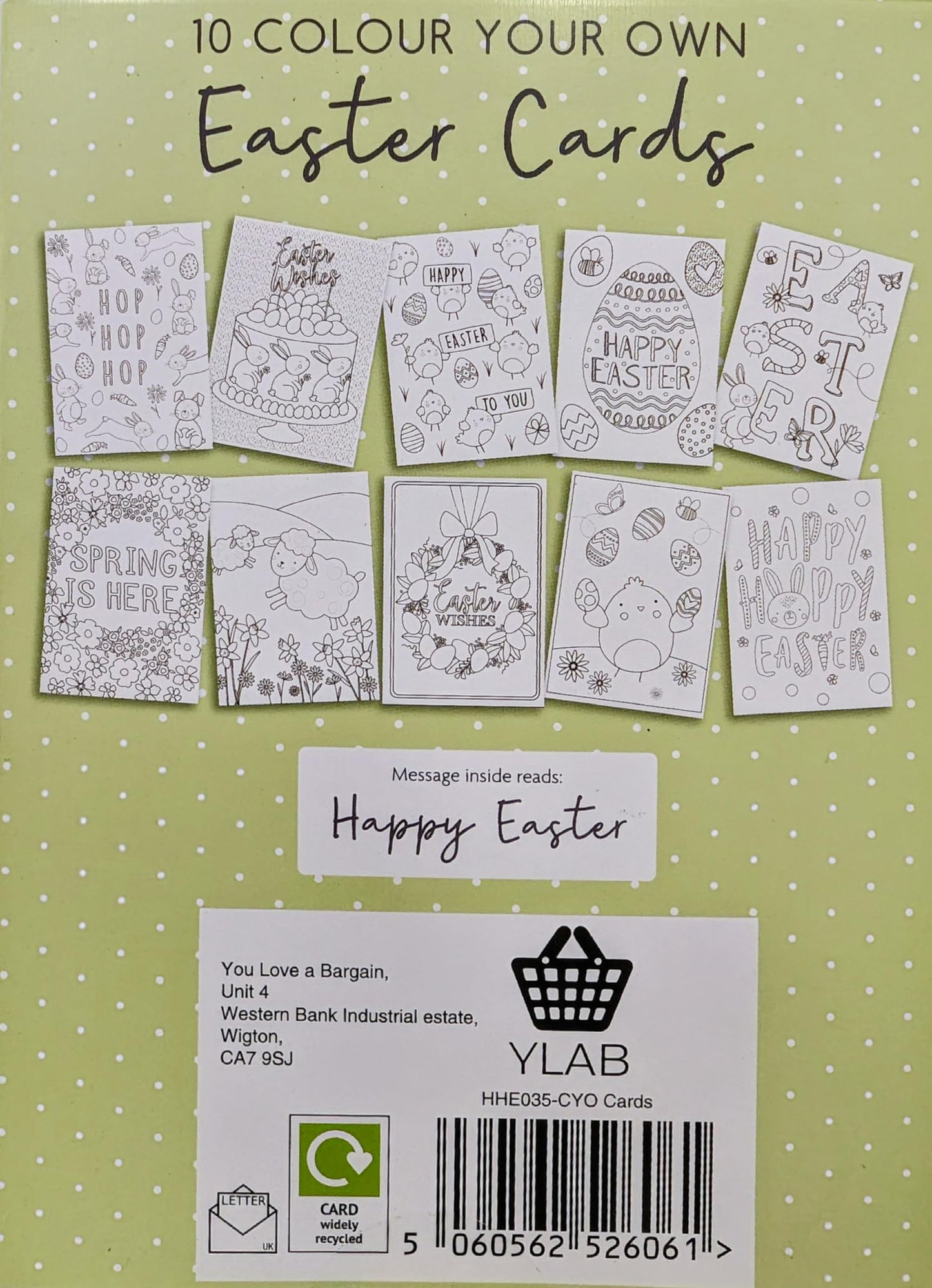 10 Colour Your Own Easter Cards with Envelopes – Kids Colouring Activity | Eco-Friendly Packaging | Fun Craft