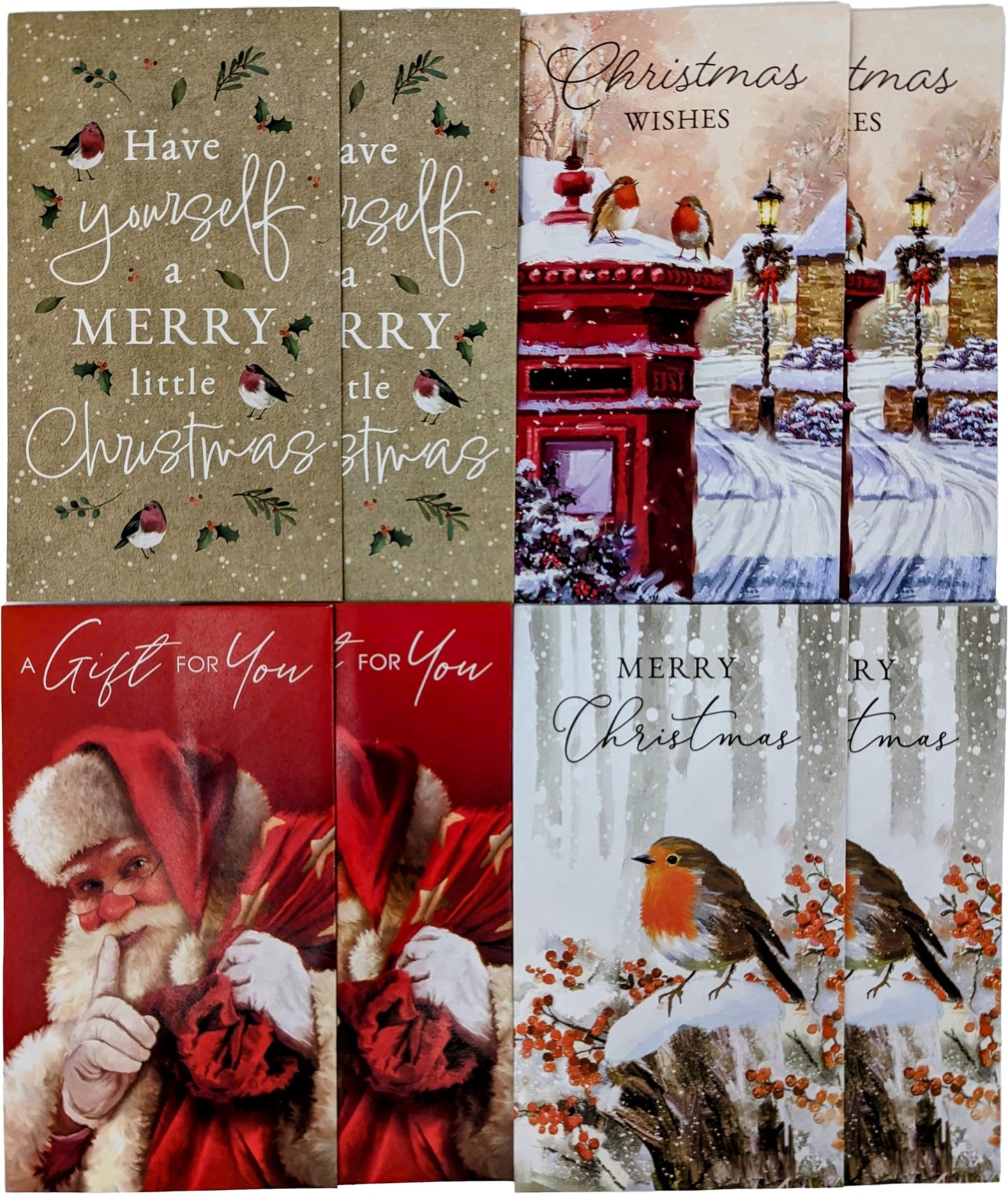 8 Christmas Money Envelopes – Traditional Robin Design – For Cash, Gift Cards & Vouchers – 16 × 9 cm – To/From Message