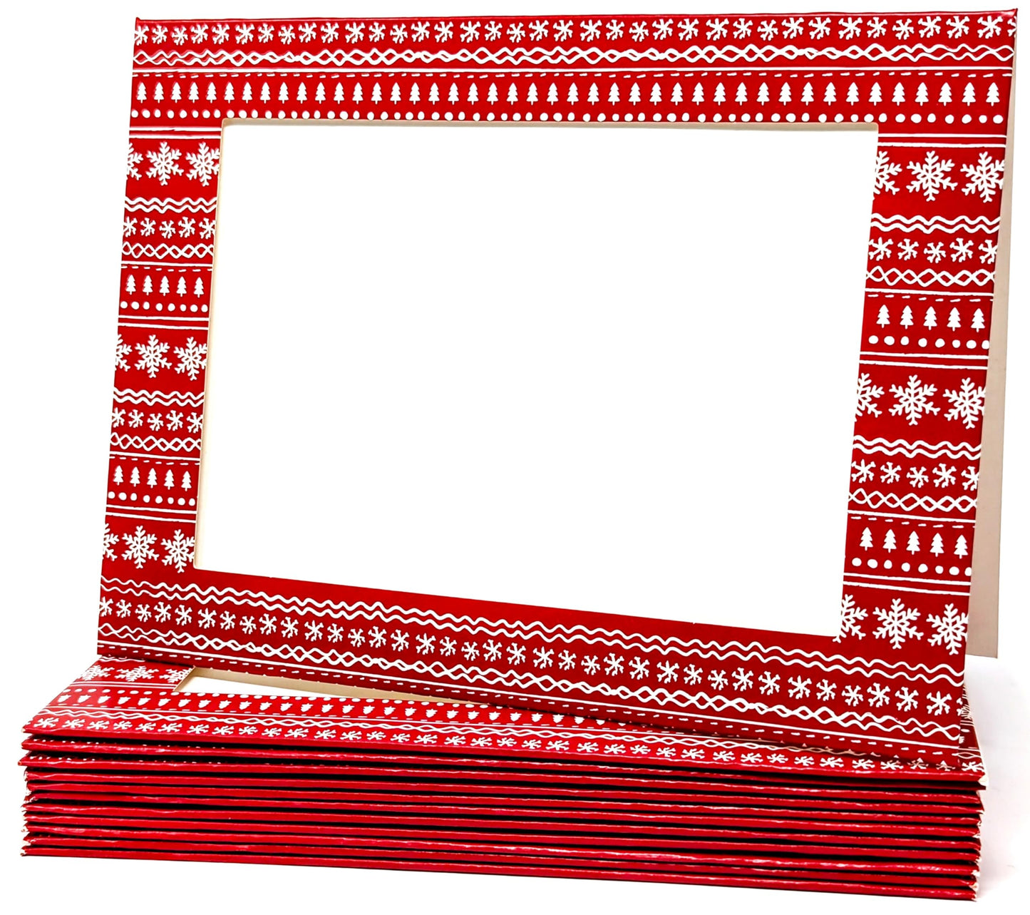 Red Scandi Photo Frame Christmas Cards β Pack of 12 β Holds 6Γ4" Photos with Envelopes