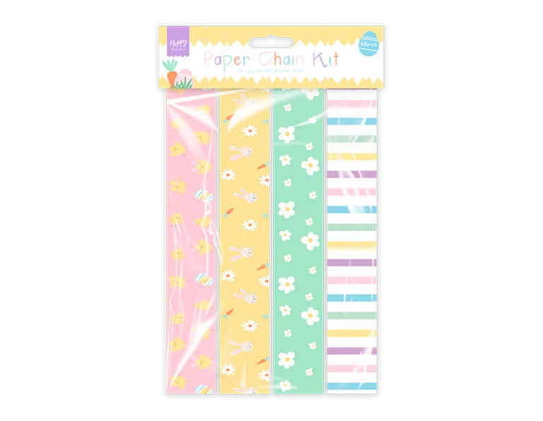 Easter Paper Chains (60 Pack) – Bunny, Chick & Flower DIY Easter Decorations