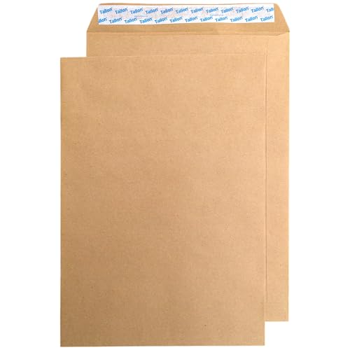 Brown Manila C4 Envelopes – 324 x 229mm – Peel & Seal – 80gsm – Fits A4 Unfolded – Royal Mail Large Letter