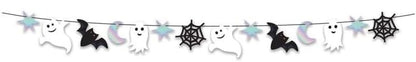 🎃 Halloween Bunting – 2 Metres – Ghosts, Bats, Stars, Moons & Spider Webs – Pre-Strung & Reusable Party Garland