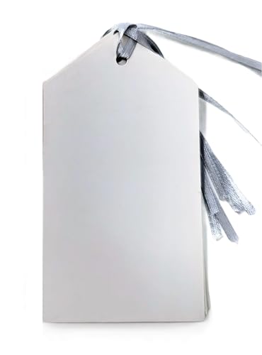 20 Premium Christmas Gift Tags – Jolly Christmas, Season’s Greetings, Ho Ho Ho & Baubles & Holly (11 × 6 cm, Silver String)