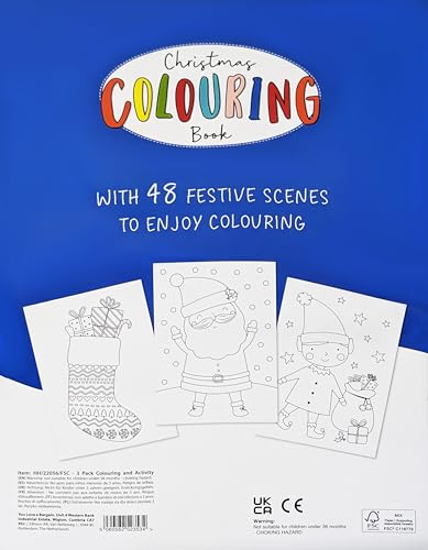 Christmas Activity Book Bundle (3 Pack) – Colouring, Dot to Dot & Puzzle Fun for Kids (48 Pages Each, A4 & Compact Sizes)