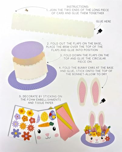 Girls Easter Bonnet Kit - Make Your Own - Hat Craft Embellishments