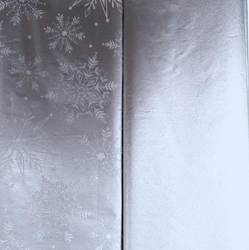 8 Christmas Tissue Paper Sheets – Silver Snowflake & Plain Silver – 70 x 50cm – Recyclable Gift Wrap for Presents, Hampers & Crafts