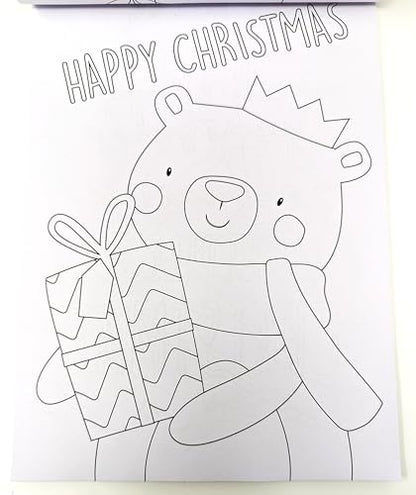 A4 Christmas Colouring Book – 80 Festive Pages + Mini Colouring Pencils – Stocking Filler Gift for Kids & Adults