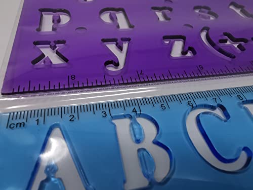 Alphabet Letter & Number Stencils – Set of 2 – Upper/Lower Case, Numbers & Symbols – Flexible Plastic (22.9 × 13 cm) - You Love a Bargain