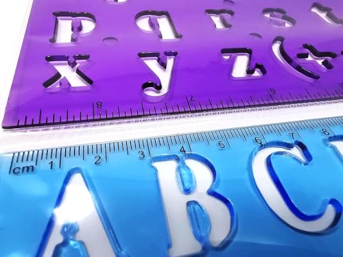 2 Alphabet Letter Number Stencils - Upper and Lower case Letters - Craft Ruler