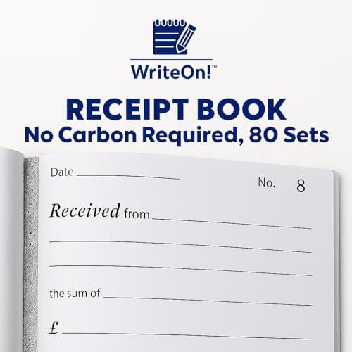 A6 Receipt Book NCR – 1-80 Numbered Pages | No Carbon Required | Compact Half Size 128x100mm | Perforated | Duplicate Copies | Small Business, Self-Employed, Freelancers