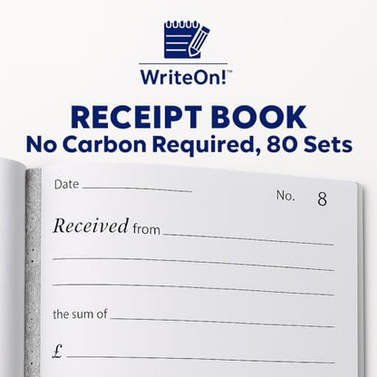 A6 Receipt Book NCR – 1-80 Numbered Pages | No Carbon Required | Compact Half Size 128x100mm | Perforated | Duplicate Copies | Small Business, Self-Employed, Freelancers