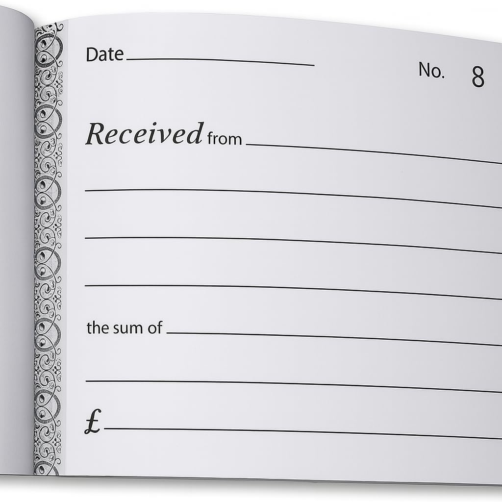 A6 NCR Receipt Book – 1-80 Numbered Pages – No Carbon Required – Half Size Duplicate Invoice Pad – 128 x 100mm – Ideal for Small Business, Trades & Self-Employed