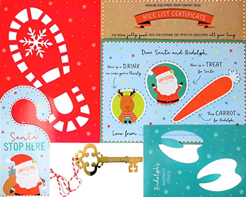 Christmas Eve Pack – Santa Placemat, Magic Key, Footprint Stencils, Stop Here Sign & Nice List Certificate