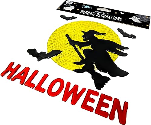 Halloween Gel Window Stickers – Witch Design (1 Sheet, 20×20 cm) – Reusable Window Clings for Glass