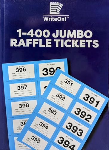 🎟️ Extra Large Raffle & Cloakroom Ticket Book – 400 Tickets (1–400) – Jumbo 7×4 cm – Choose from 7 Colours