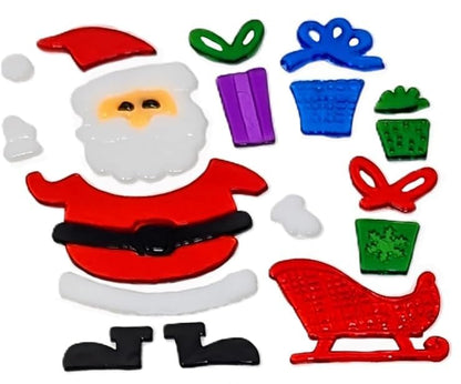 4 Sheet Christmas Gel Window Clings – Santa, Snowman, Penguin & Tree – Reusable Festive Decorations – 19 × 19 cm Sheets
