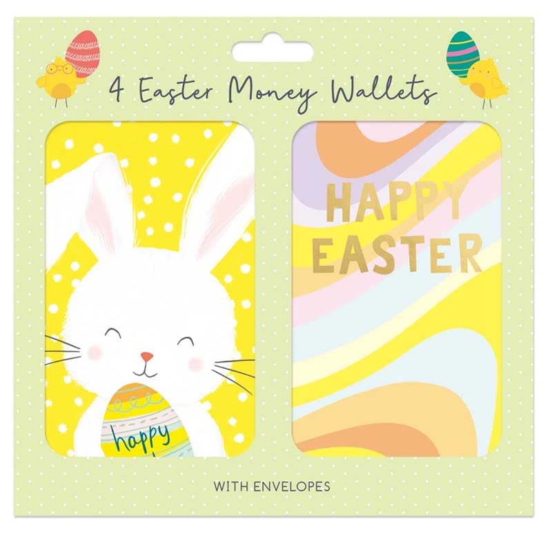 YLAB 4 Luxury Easter Money Wallets & Envelopes – Premium Gift Card Holders for Cash, Vouchers & Banknotes – Eco-Friendly Packaging – 16cm x 9cm