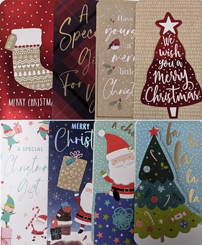 8 Luxury Christmas Money Wallets with Envelopes – Gift Card & Cash Holders – Festive Designs – Voucher Envelopes – Xmas Greeting Wallets for Adults & Kids