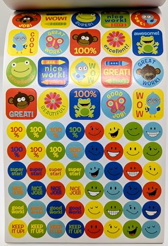 500 Reward Stickers - For Home, School, Teachers, Children and Parents - Smiley Faces, 100%, Good Work, Nice Job - You Love a Bargain