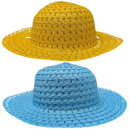 2x Easter Bonnets – Boys & Girls | Easter Hats for Kids | 1x Blue & 1x Yellow | Ideal Bonnet Parade & Crafting Fun