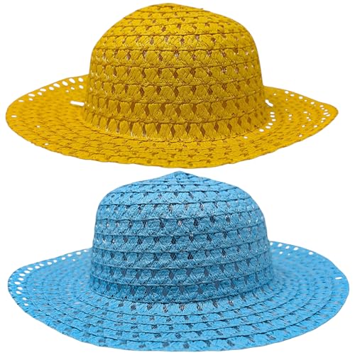 2x Easter Bonnets – Boys & Girls | Easter Hats for Kids | 1x Blue & 1x Yellow | Ideal Bonnet Parade & Crafting Fun