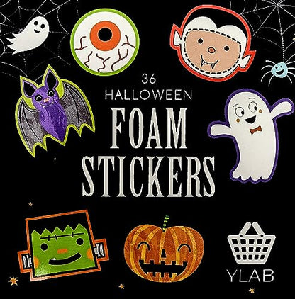 36 Halloween Foam Stickers for Kids – Peel & Stick Craft Pack – Ghost, Pumpkin, Bat, Dracula & More – Spooky Party Favours, Arts & Crafts Decorations, Scrapbooking