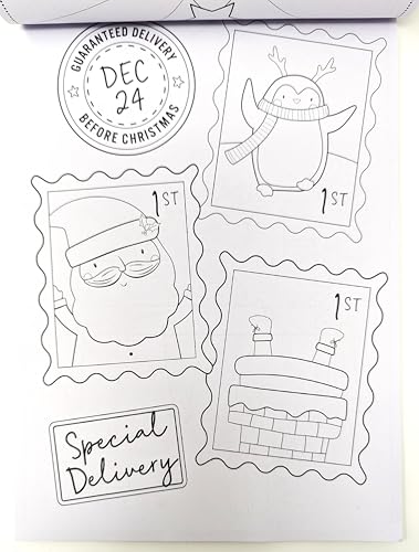 A4 Christmas Colouring Book – 80 Festive Pages + Mini Colouring Pencils – Stocking Filler Gift for Kids & Adults