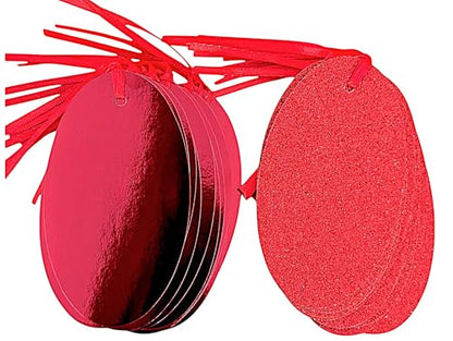 20 Red Luxury Oval Gift Tags – 10 Glitter & 10 Foil – 10.5 × 6 cm – Pre-Attached Red String – Premium Card – Eco-Friendly Packaging - You Love a Bargain