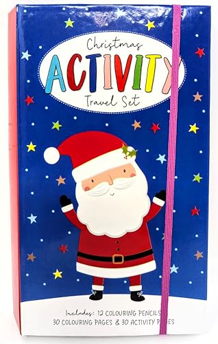 YLAB - Christmas Travel Set - 12 Coloured Pencils, 30 Colouring & 30 Activity Pages - You Love a Bargain