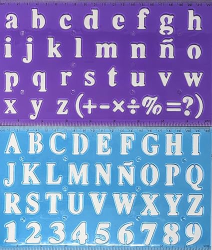Alphabet Letter & Number Stencils – Set of 2 – Upper/Lower Case, Numbers & Symbols – Flexible Plastic (22.9 × 13 cm) - You Love a Bargain