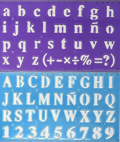 Alphabet Letter & Number Stencils – Set of 2 – Upper/Lower Case, Numbers & Symbols – Flexible Plastic (22.9 × 13 cm) - You Love a Bargain