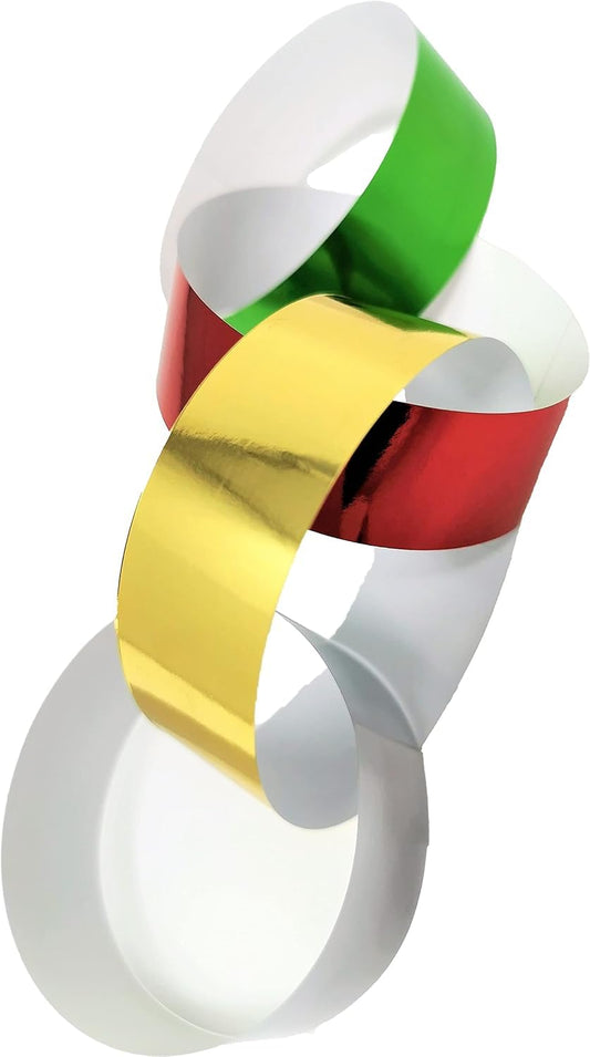 240 Christmas Paper Chains – Silver, Gold, Red & Green Foil – Peel & Seal