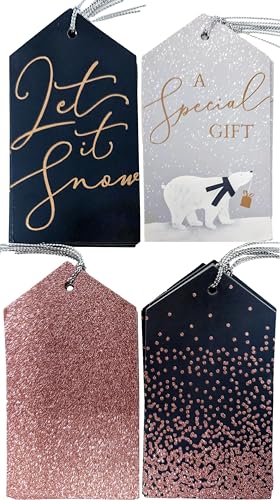 20 Luxury Grey & Rose Gold Christmas Gift Tags