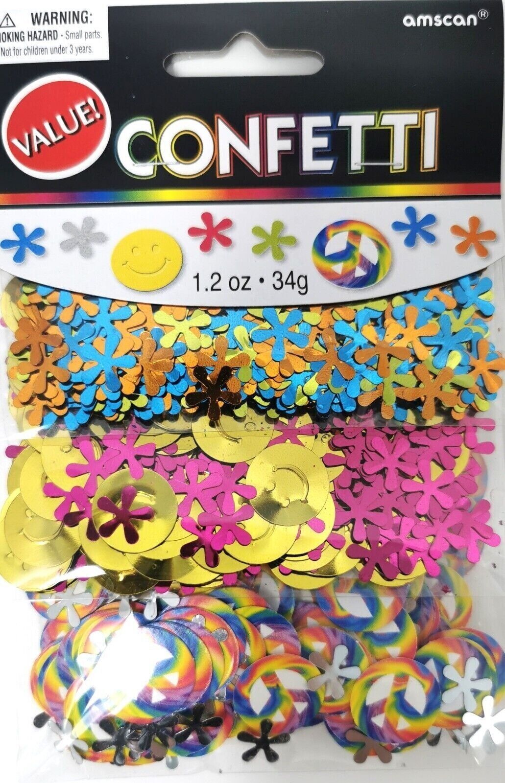 (6 Packs) 60s & 70s Party Confetti - Hippy Flower Power Disco Fever Birthday
