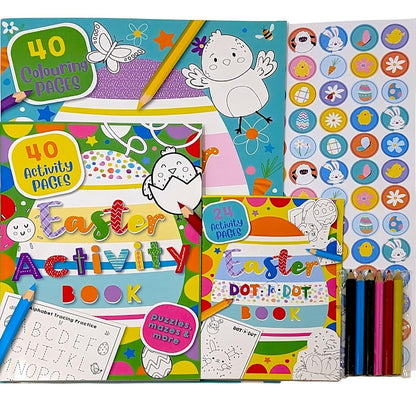 Easter Activity Pack With Books for Kids – Colouring, Dot-to-Dot, Puzzles, Stick