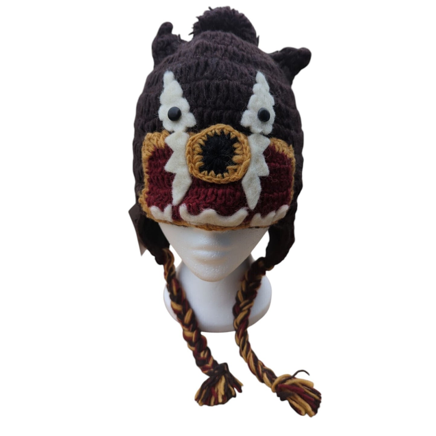 Hand Knitted 100% Wool & Fleece Lined Taz Hat - One Size -Secret Santa