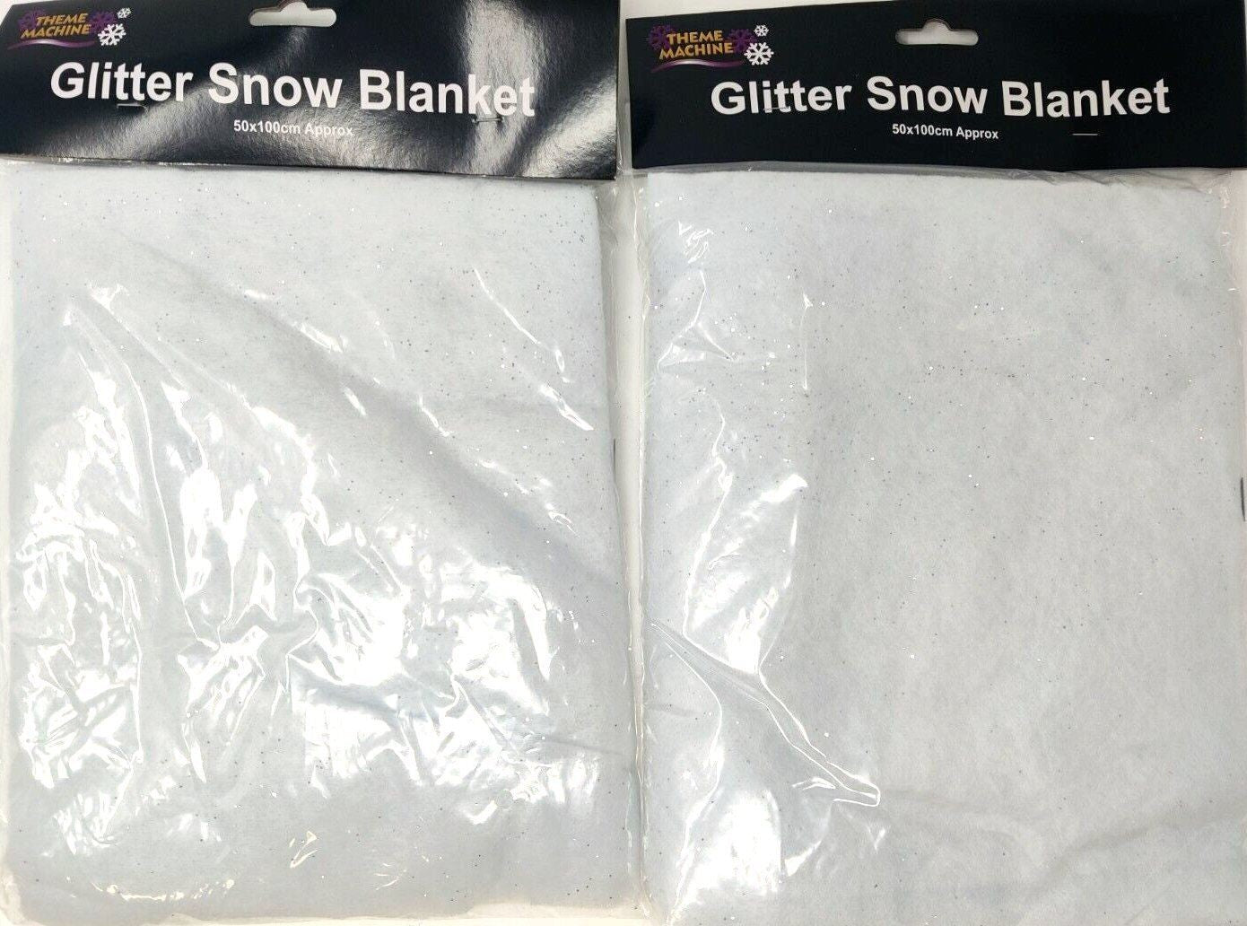 2x Snow Blankets With Silver Glitter - Scene Setter - Measures 100x50cm