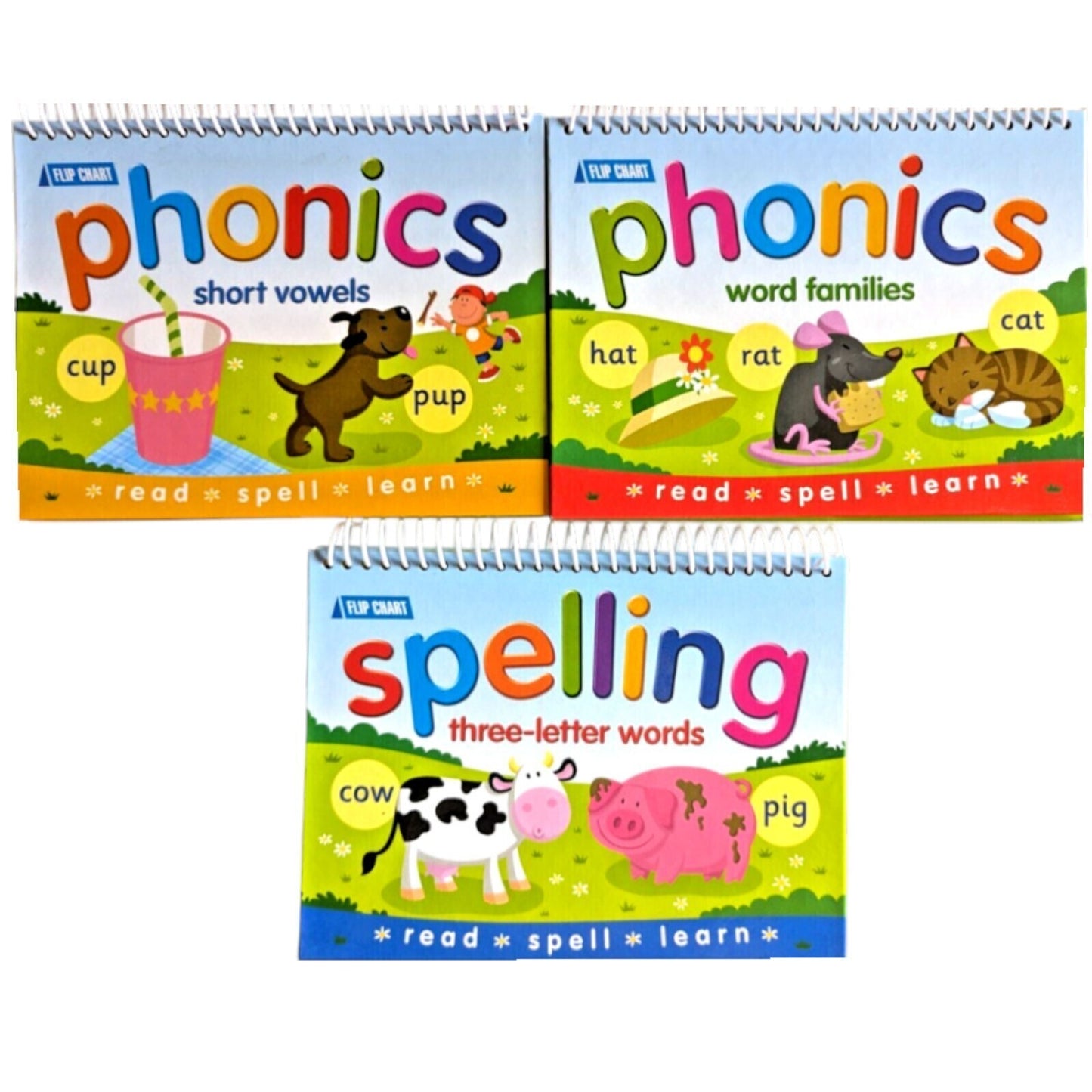 3x Phonics & Spelling Books - Word Families, Short Words & 3 Letter Words