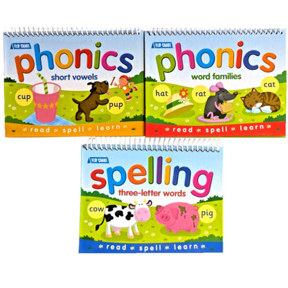 3x Phonics & Spelling Books - Word Families, Short Words & 3 Letter Words