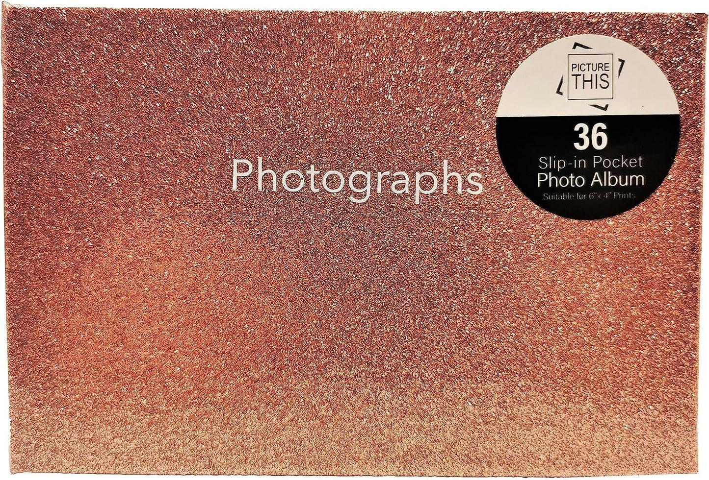 Glitter Rose Gold Photo Album - Holds 36 Photos - Size: 6"x4"