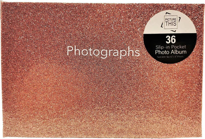 Glitter Rose Gold Photo Album - Holds 36 Photos - Size: 6"x4"