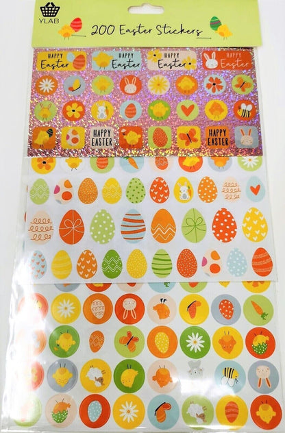 200 Easter Stickers - Chick, Egg, Bunny, Flowers - Craft / Card Making