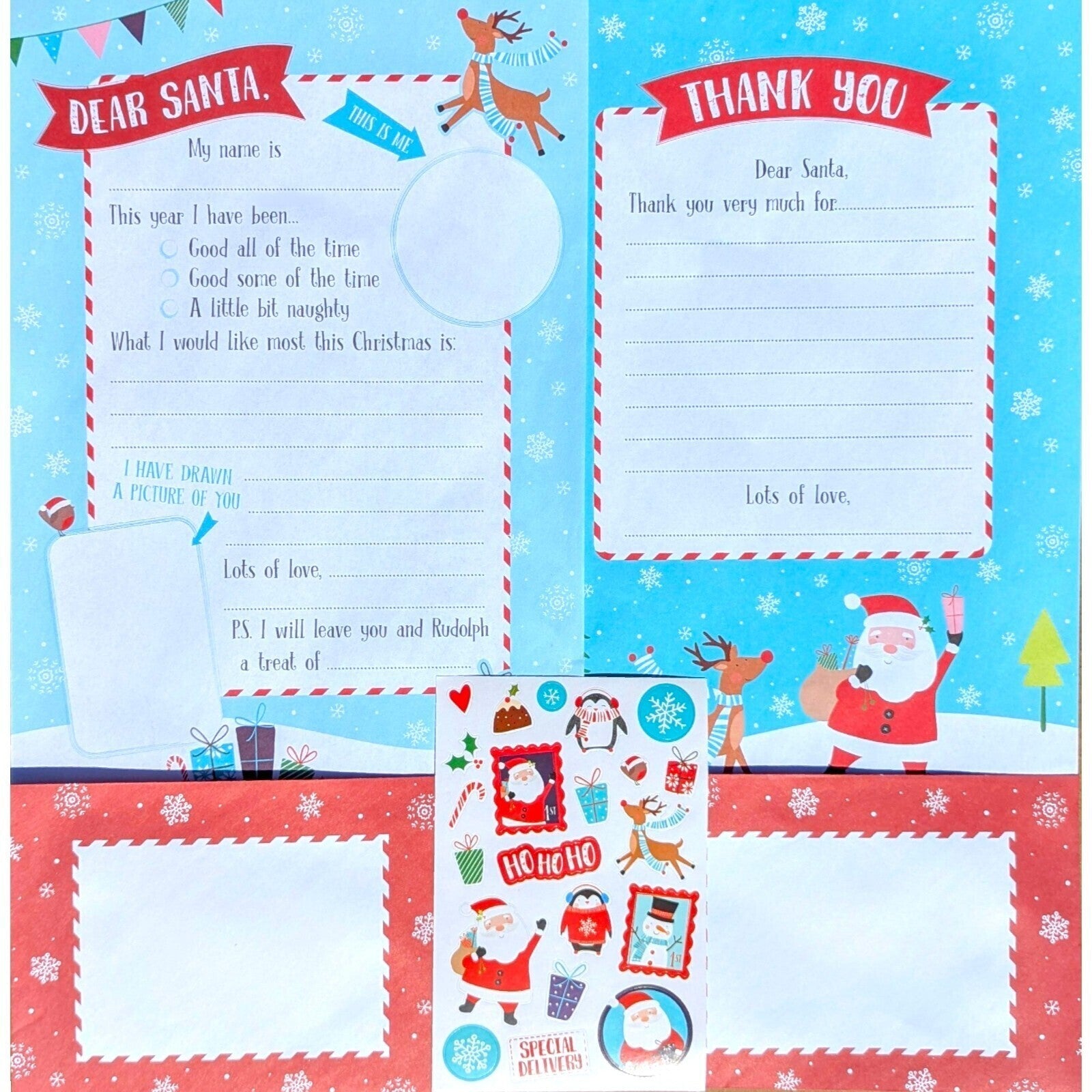 2 Pack - Letter to Santa Set – Letters, Stickers, Thank You Notes & Envelopes
