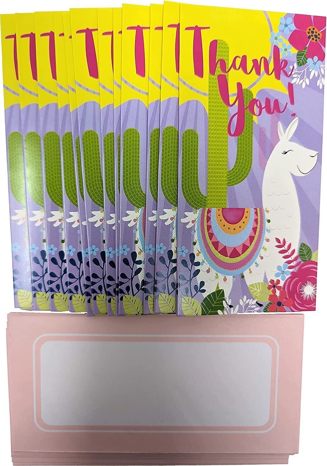 12 Thank You Cards with Envelopes - Llama