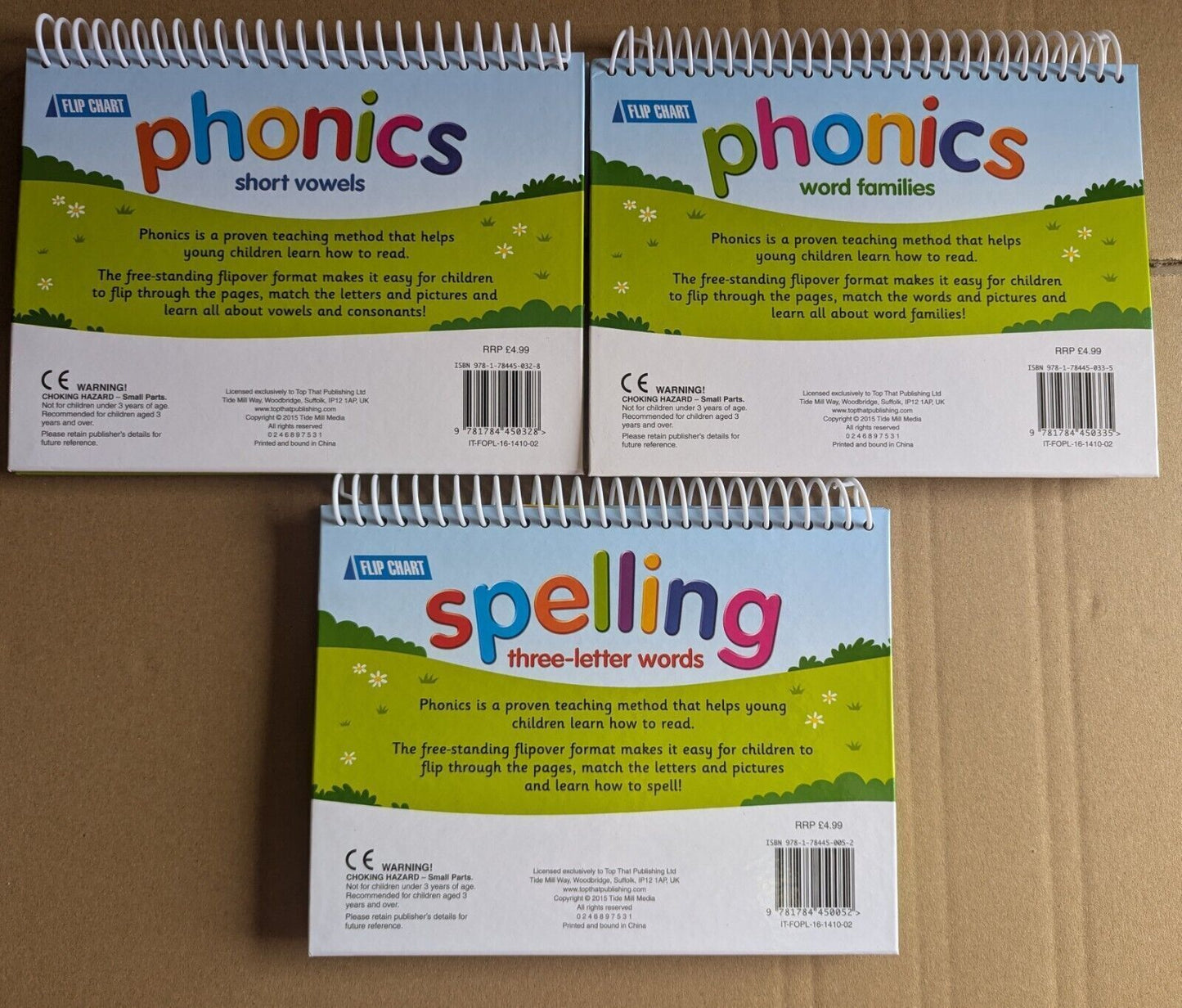 3x Phonics & Spelling Books - Word Families, Short Words & 3 Letter Words