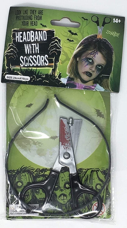 Scissors Through Head Headband - Halloween Weapon Headband - Horror accessory