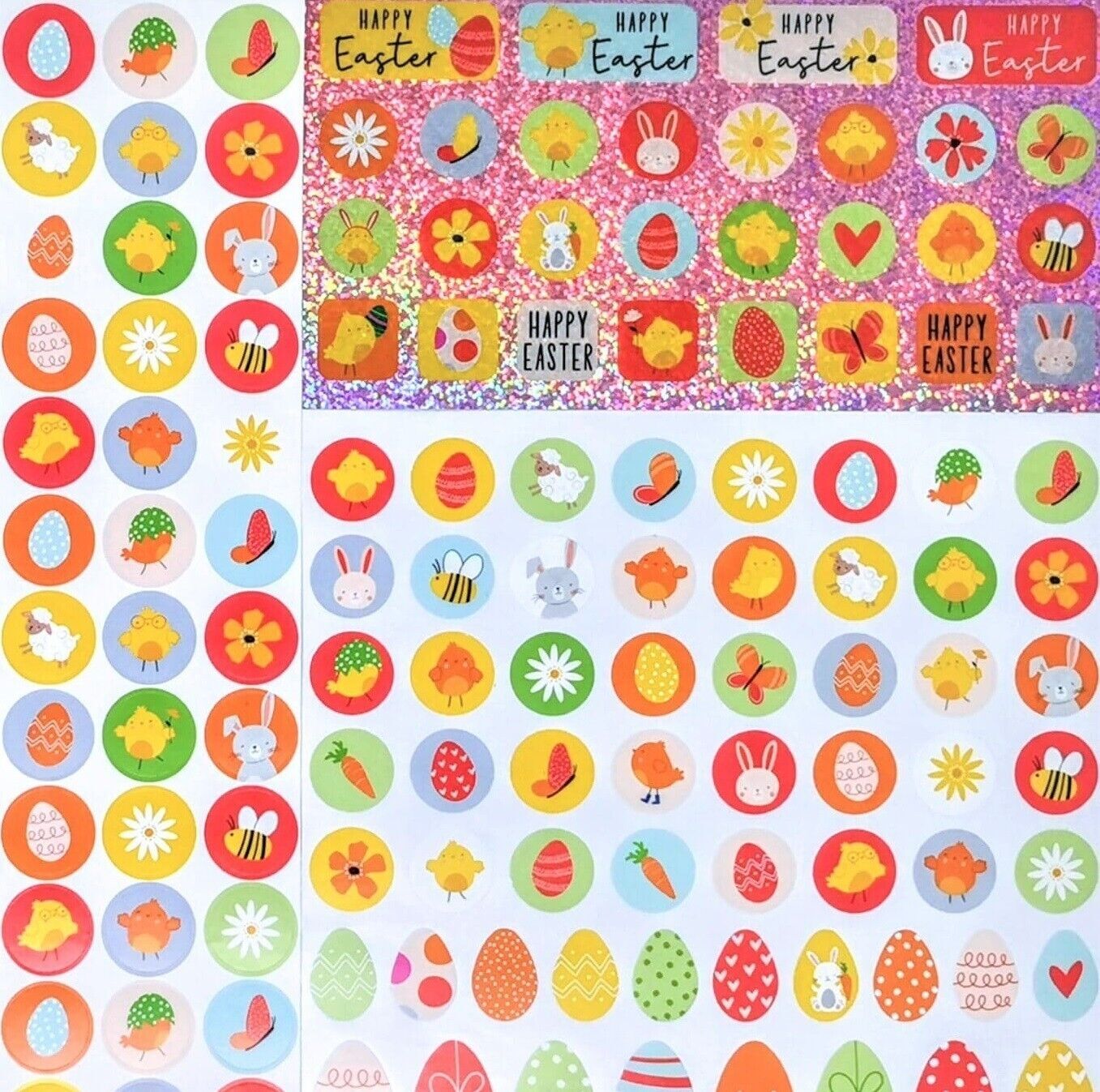 200 Easter Stickers - Chick, Egg, Bunny, Flowers - Craft / Card Making