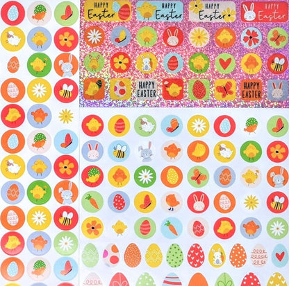 200 Easter Stickers - Chick, Egg, Bunny, Flowers - Craft / Card Making