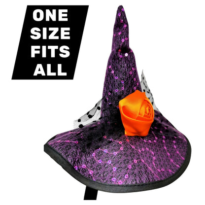 Witch Hat Headband with Orange Rose - One Size Fits All - UK Stock